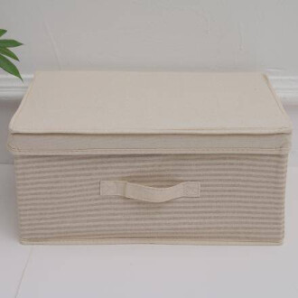 XimiVogue Large-Sized Ramie Cotton Striped Storage Box