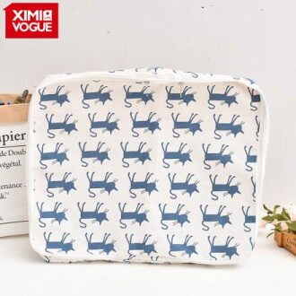 XimiVogue Blue Cat Pattern Storage Bag for Quilt