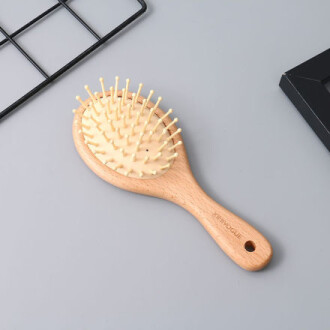 XimiVogueGolden Large-Sized Round Air Cushion Wooden Hair Brush With Massaging Effect