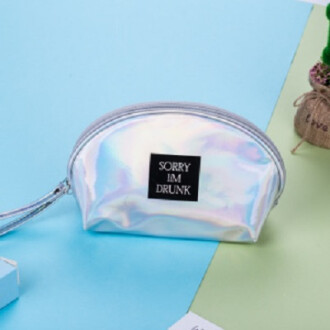 Ximi Vogue Trendy Shiny Semicircle Makeup Bag (Silver)