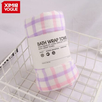 XimiVogue Blue Girl Embroidery Stitching Bath Wrap Towel