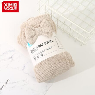 XimiVogue Pink Bath Wrap Towel with Pocket