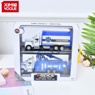 XimiVogue White/Blue Police Car Toy 2-in-1 Set