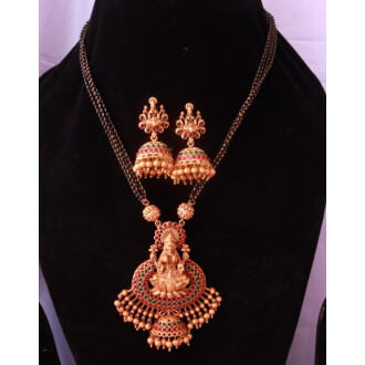 Gold Laxmi Desing Pendant Set