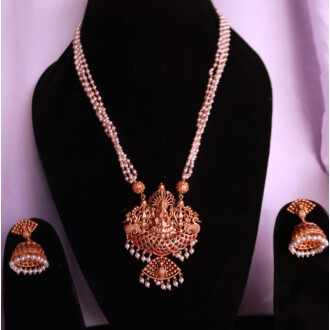 Gold Polish God Laxmi Desing Pendant Set