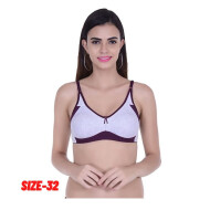 Women's Cotton Non Padded Daily Workout Sports Gym Bra Size 32 Purple Color