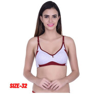 Women's Cotton Non Padded Daily Workout Sports Gym Bra Size 32 Maroon Color