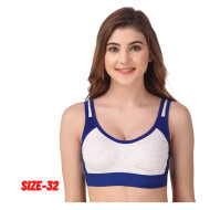 Women's Cotton Non-Padded Wire Free Sports Bra Size 32 Blue Color