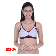 Women's Cotton Non Padded Daily Workout Sports Gym Bra Size 34 Purple Color