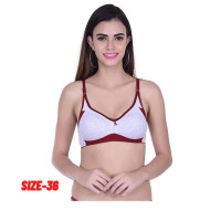 Women's Cotton Non Padded Daily Workout Sports Gym Bra Size 36 Maroon Color