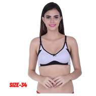 Women's Cotton Non Padded Daily Workout Sports Gym Bra Size 34 Black Color