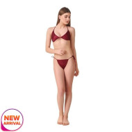Lingerie Set with Thread Free Size Maroon Color