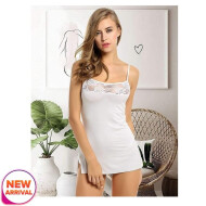 Women's Lingerie Net Solid Above knee Baby Doll With G String Panty White Color Free Size