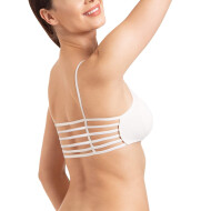 Women Padded Cotton Sports 6 Strap Fancy Bra Full Adjustable Straps Free Size White Color