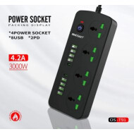 ONESAM OS-T91 Auto-id 4.2A Power Socket Charger / 2 USB-C + 8 USB-A Output / 4 Universal Socket / Rated Power 3000W / UK Plug