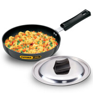 Hawkins AF22RS Hard Anodised Frying Pan With SS Lid (Rounded Sides)