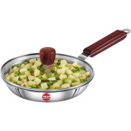 Hawkins SSF22G Stainless Steel Frying Pan With Glass Lid Induction Compatible
