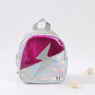 XimiVogue Pink/White Spliced Lightning Iridescent Backpack for Children