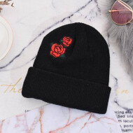 XimiVogue Black Fashion Rose Knit Hat For Baby
