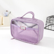Ximi Vogue Simple Style Mesh Toiletries Storage Organizer Bag with Carrying Strap (Purple)