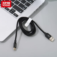 XimiVogue Black 1M Braided Jacket Sync Charging Cable for Type-C