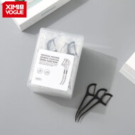 XimiVogue Black Individual Package Bamboo Charcoal Dental Floss Picks 50 Pcs