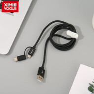 XimiVogue Stylish Braided Jacket 2-in-1 Sync Charging Cable for Android&Type-C