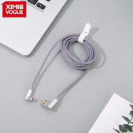 XimiVogue Grayish Blue 2M Angled Connectors Braided Jacket SyncCharging Cable for Android