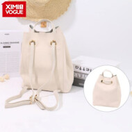 XimiVogue Light Apricot Simple Casual Style PU Handbag Backpack