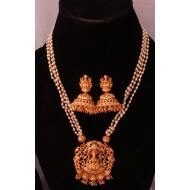 God Laxmi Design Matte Gold  Necklace Set