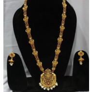 God Laxmi Design Gold Polish Necklace Set