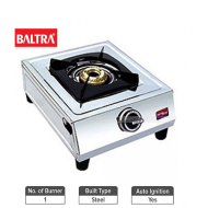 Baltra Bliss Stainless Steel Body Single Gas Stove With High Fuel Efficiency Honey Comb Brass Burner BGS 122