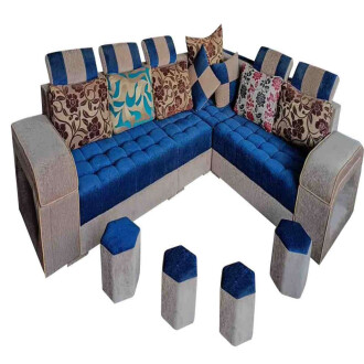 BLUE-BROWN COMFORT SOFA