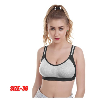 Women's Cotton Non-Padded Wire Free Sports Bra Size 36 Black Color