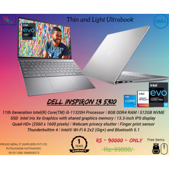 DELL INSPIRON 5310 INTEL CORE i5 PROCESSOR 8GB RAM 512GB SSD 13.3 QHD IPS DISPLAY WITH PRINGER PRINT SENSOR