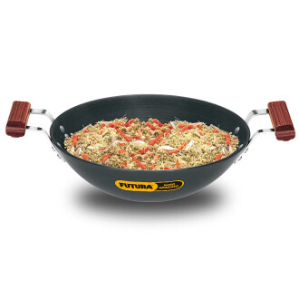 Hawkins Futura Hard Anodised Deep-Fry Pan (Flat Bottom), Capacity 3.75 Black (AD375)