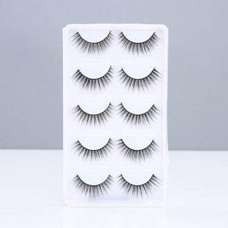 XimiVogue 3D Natural Curly False Eyelashes (Black) (5 Pairs)