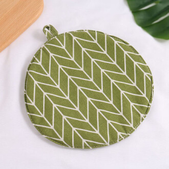 XimiVogue Green Geometry Pattern Round Pot Mat