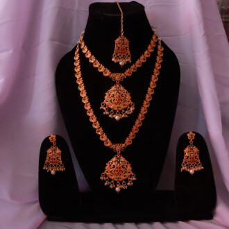 Gold Polish  fancy style neckless set