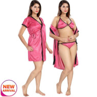 Combo Lingerie Set with Robe and Bikini Bra Panty