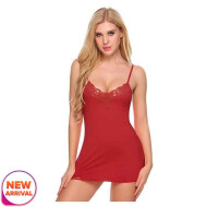Babydoll Bridal Nighty for Honeymoon Sexy Lingerie Dress With G String Panty Free Size Red Color