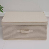 XimiVogue Large-Sized Ramie Cotton Striped Storage Box