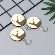 XimiVogue Wooden Deer Adhesive Hook 3 Pcs