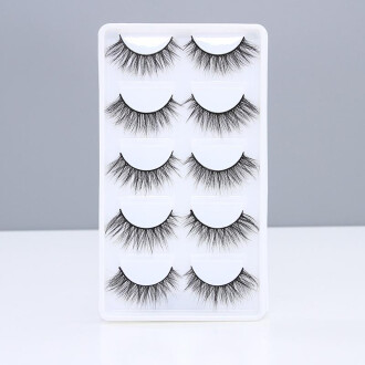 XimiVogue 4D Natural Cross False Eyelashes (Black) (5 Pairs)