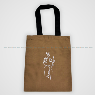 Canvas Printed Daily Uses Tote Bag Brown