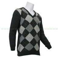 Box Printed Sweater For Men- Blue