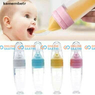Squeeze Silicone Spoon Feeding Bottle Feeder With Cover Cap