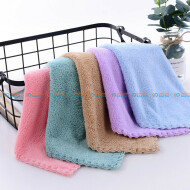 KidsSansar - 5 Pcs 100% Cotton High Density Coral Fleece Soft Towels Handkerchief