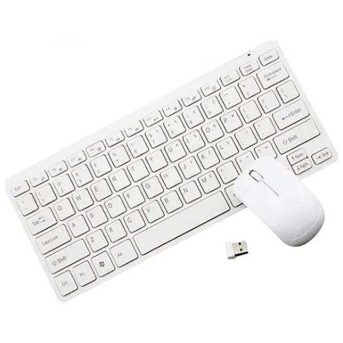 2.4Ghz Wireless Mini Keyboard and Mouse Combo for Windows OS Laptops with USB Support (White)
