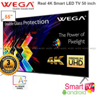 Wega 55 Inch 4K Smart Dled Tv Double Glass - (Black)